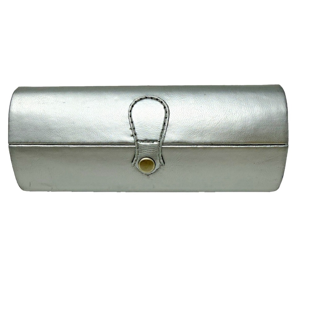 Tura Eyeglass Case Hard Shell Silver Metallic Snap‎ Closure Vintage